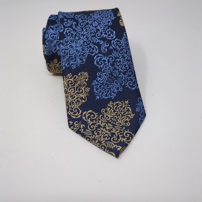 Steve Harvey Celebrity Edition Blue Gold Geometric Classic Mens Neck Tie