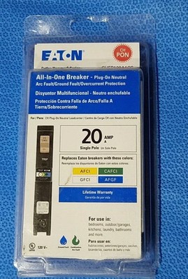 Eaton CHFP120A1CS 20A AFCI/GFCI Plug-On Neutral Breaker CH 1-Pole New