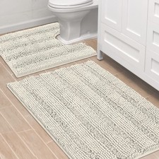 H.VERSAILTEX 2-Pc Bathroom Rug Set, Ultra Thick Contour  Toilet Mat Non-Slip