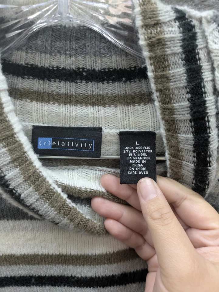 Suéter Relativity Mujer Grande Rayas Cuello Alto Grunge Preppy Foto 4 de 4