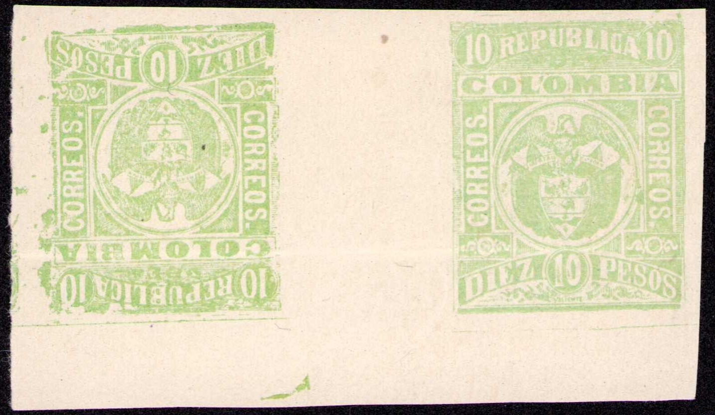 COLOMBIA - 1000 DAYS WAR - 10 PESOS TETE-BECHE PAIR - 1903 - Sc 223v RRR