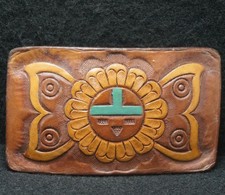 XA13156 VERY COOL VINTAGE 1970s   FLORAL   NATURE ARTWORK UNISEX BELT BUCKLE