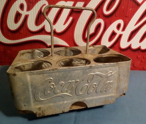 Coca-Cola Vintage 1950s Aluminum 6 Pack Bottle Carrier  (Rough)