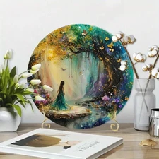 2D Flat, 1pc 7, 87x7, 87 Inch Round Aluminum Wall Art Sign - Enchanting Forest S