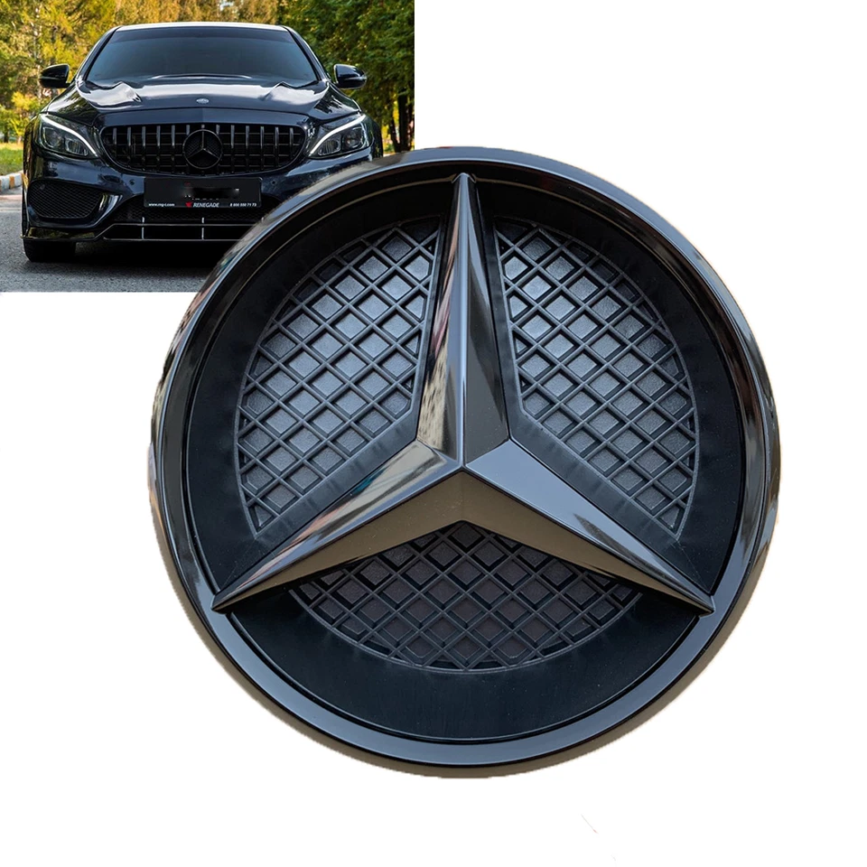 W213 Black Convex Star Emblem Front Grille badge For Mercedes Benz E 2016-2019 Foto 2 de 4