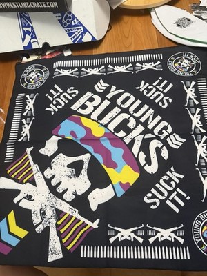AEW Young Bucks Bandana Suck It Bullet Club Skull Pro Wrestling Crate Exclusive