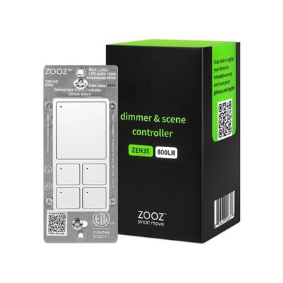 Zooz 800 Series Z-Wave Long Range Dimmer Scene Controller ZEN35 800LR White Z-Wa