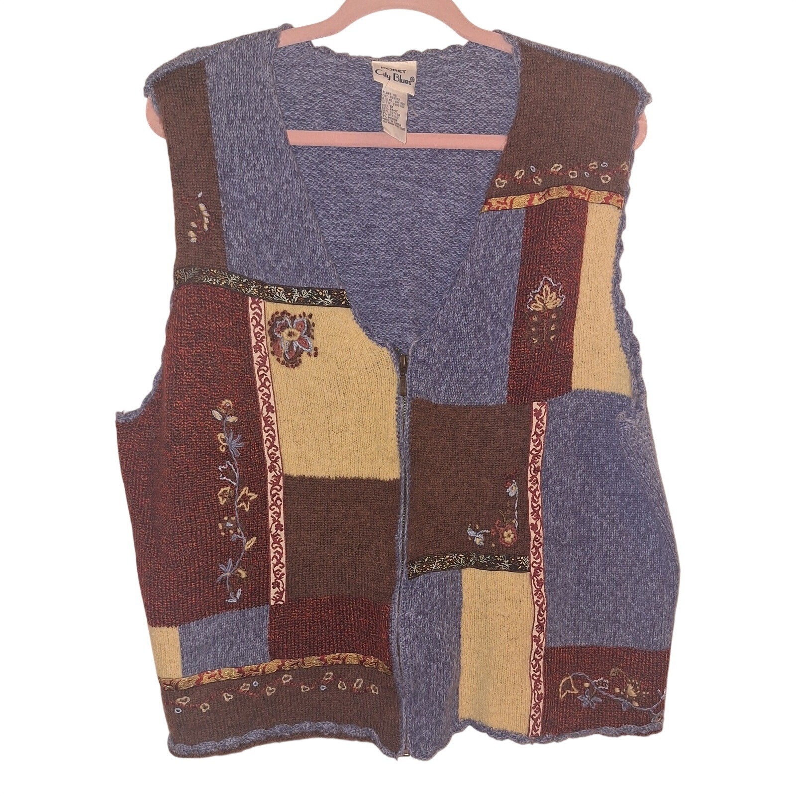 Vintage Koret City Blues Fall Leaves Grannycore Cottagecore Size 1x Vest