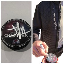 JOSH MANSON SIGNED COLORADO AVALANCHE 2022 STANLEY CUP HOCKEY PUCK W/ CASE COA