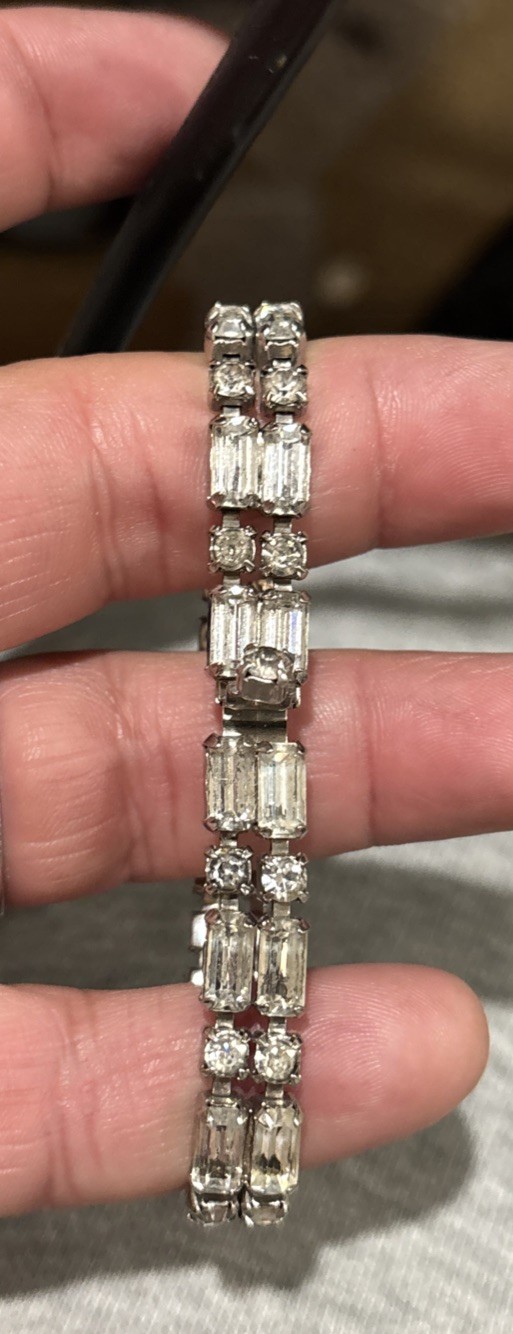 Vintsge Signed Weiss Clear Rhinestone Necklace Br… - image 14