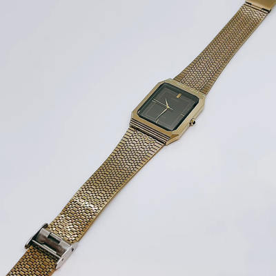 Near MINT Seiko Dolce 7741-5080 27mm Black Gold Tank Qz Men's Near MINT Seiko Dolce 7741-5080 27mm Black Gold Tank Qz Men's