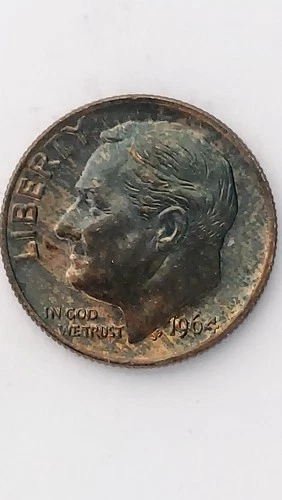 1964-P United States Uncirculated Roosevelt Dime, Very Pleasing Toning