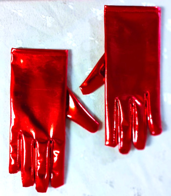New Xfvqtps SHINY GLOSSY Red Polyurethane Leather Gloves - Women's OSFM