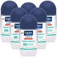 Sanex Men Deodorant Roll-On Dermo Sensitive Antitranspirant 6Er Pack 50 Ml 48H