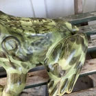 VINTAGE 1930's BRUSH McCoy LARGE GARDEN  POTTERY FIGURINE FROG OPEN MOUTH
