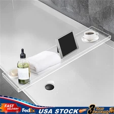Bathtub Tray Caddy Acrylic Bath Tray Wine Glass Book Holder Over the Tub Desk