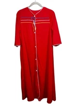 LORRAINE Gown Nightgown Robe Housecoat Cottagecore Granny Nylon Modest Vtg Sz XS