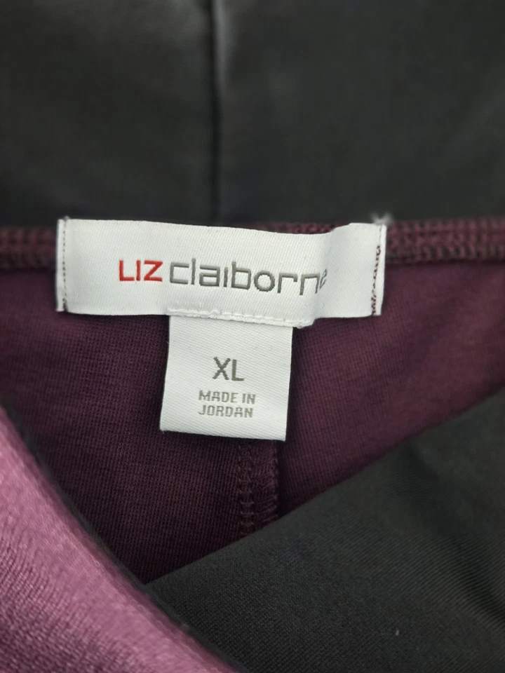 Leggings Liz Claiborne para mujer granate elásticos ajustados de nailon talla XL Foto 4 de 4
