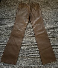 Ralph Lauren Sport Vintage Chocolate Brown Napa Leather Size 10 Pants -Excellent