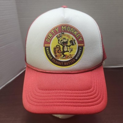 Dirty Monkey Hat Cap Snap Back Red Trucker Banana Peanut Butter Whiskey Mens