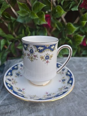 Vintage Paragon Coniston blau gold vergoldet Kaffeetasse mit Fuß und Untertasse 23/4'' x H 31/2''