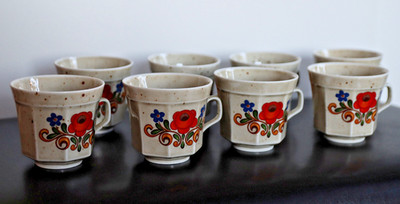 Winterling Marktleuthen Bavaria 8 Kaffetassen Bauernmotiv - ca. 150 ml