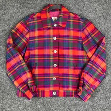 NM Essentials Jacket Women Size 4 Plaid Silk ...