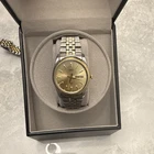 Vintage Timex Quartz Day-Date Men's Watch Gold Tone Two-Tone Bracelet Fluted