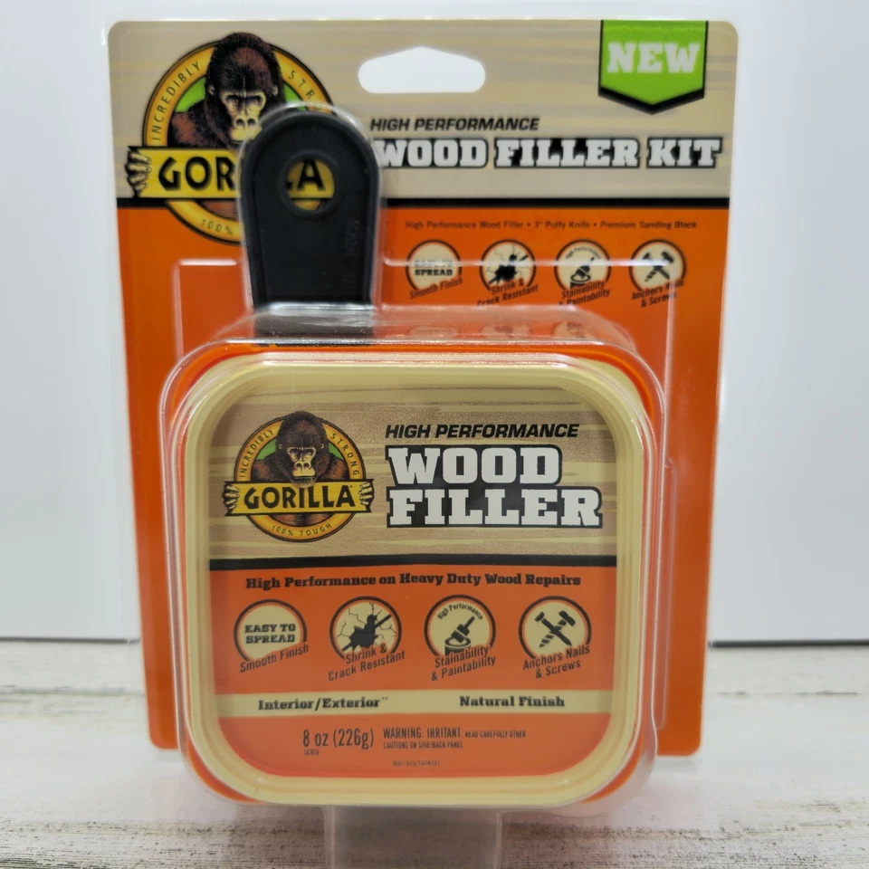 2 Pack Gorilla All Purpose Wood Filler Wood Repair Kit Putty Knife Sanding Block - Image 2 of 4