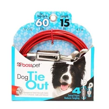 Large Dog Tie-Out Cables with Shock Spring - 15ft to 40ft - 60lbs to 150lbs