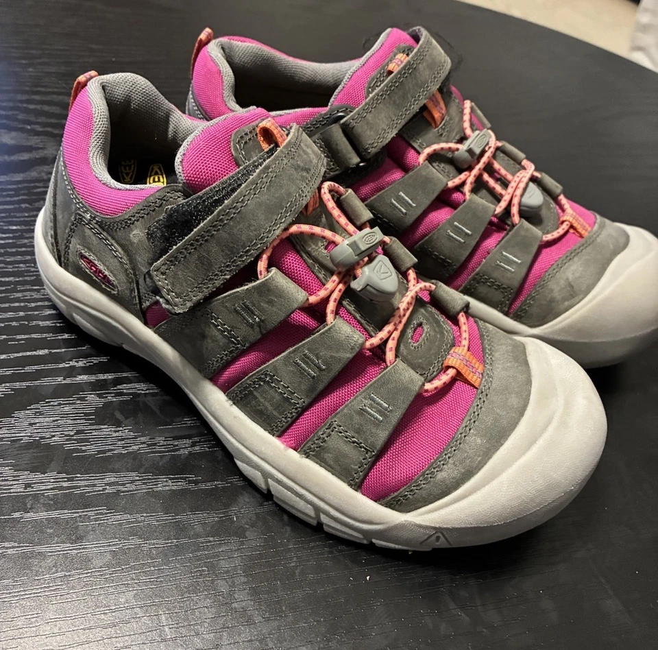 Keen Niños Zapatos de Senderismo Rosa Gris Impermeable Puntera Bungee Trail 5Y Foto 2 de 4