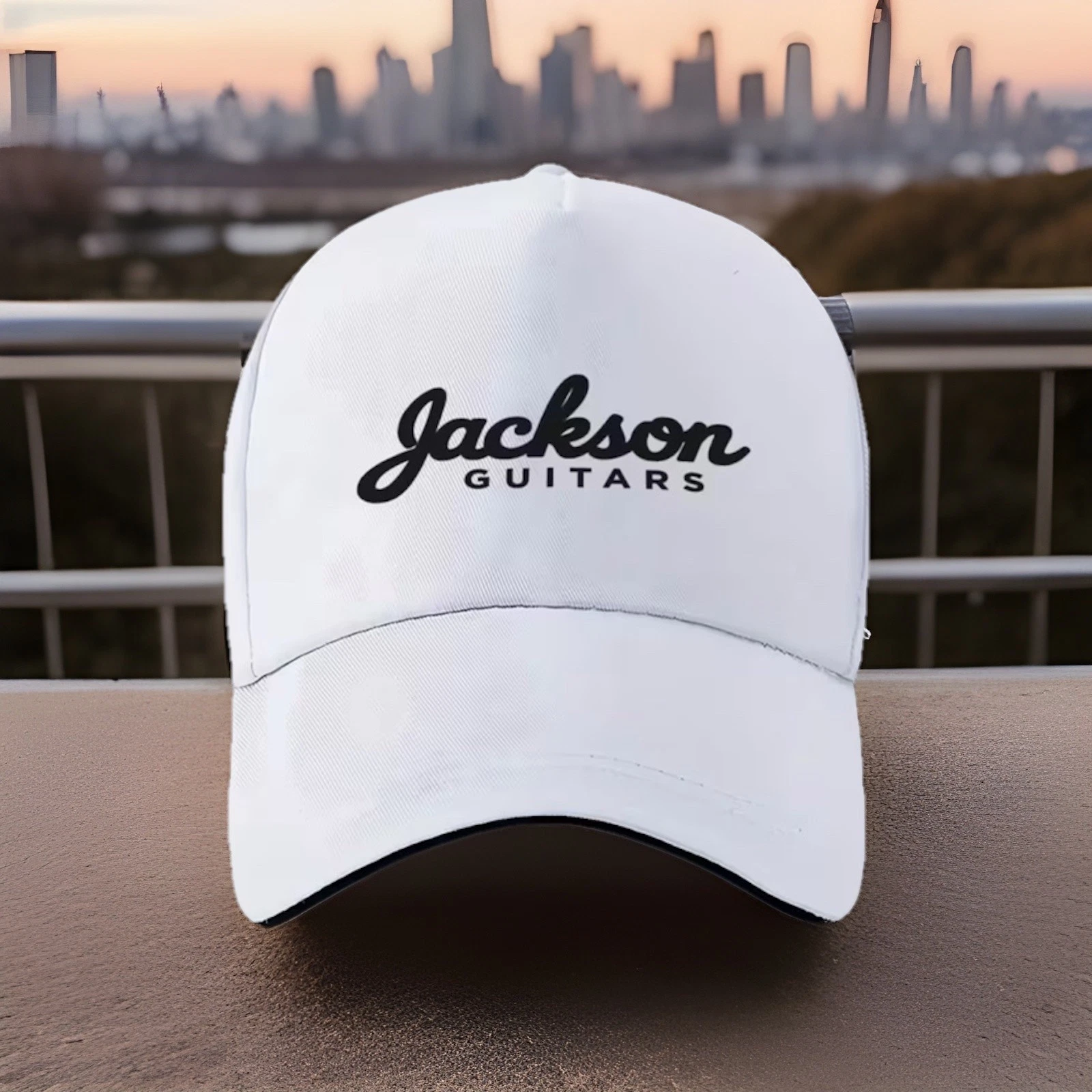 Adult Mens Hat Electric Guitar Cap White Rock Adjustable 🎸