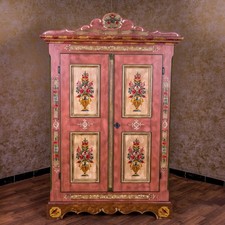Voglauer Guardaroba Rosa Antico Anno 1800 Dipinti a Mano Floral Armadio Rustico