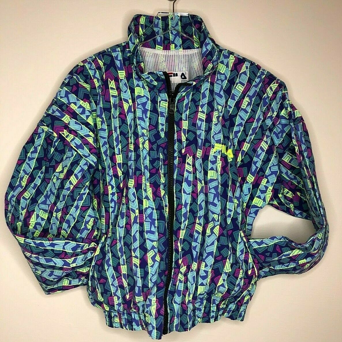 Giacca frangivento FILA Golf Sport Taglia Media Cerniera Intera Stampa Grafica Rete