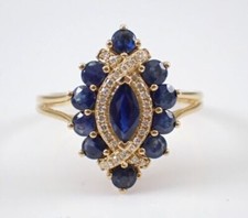 Women's Lab Created Blue Sapphire Diamond Cocktail Engagement Ring 925 Silver