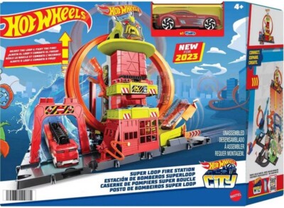 Hot Wheels City Super Loop Fire Station Track Set