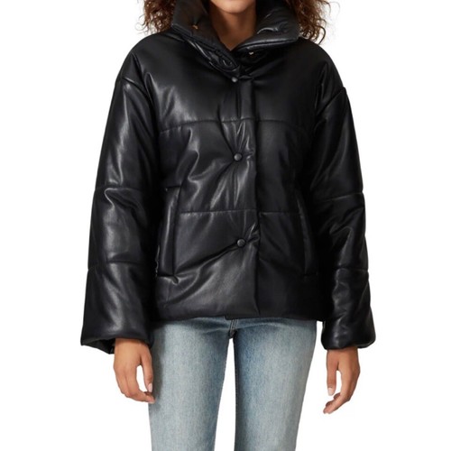 Nanushka Black Vegan Leather Puffer 