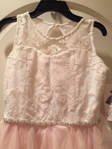 RARE EDITIONS - Rhinestone Cascade Spring Easter Dress - Blush - size 16. RP $84 - Picture 4 of 10