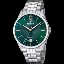 FESTINA GREEN STEEL STRAP WATCH, MENS F20425/7