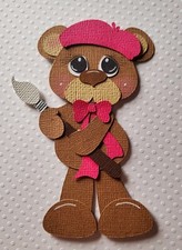 My Little Artist Bear Hot Pink. Scrapbook, Card Making Paper Piecing