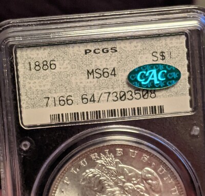 PCGS DOILY - 1886 Morgan Silver Dollar MS64 CAC ~ Old Gen 2.0