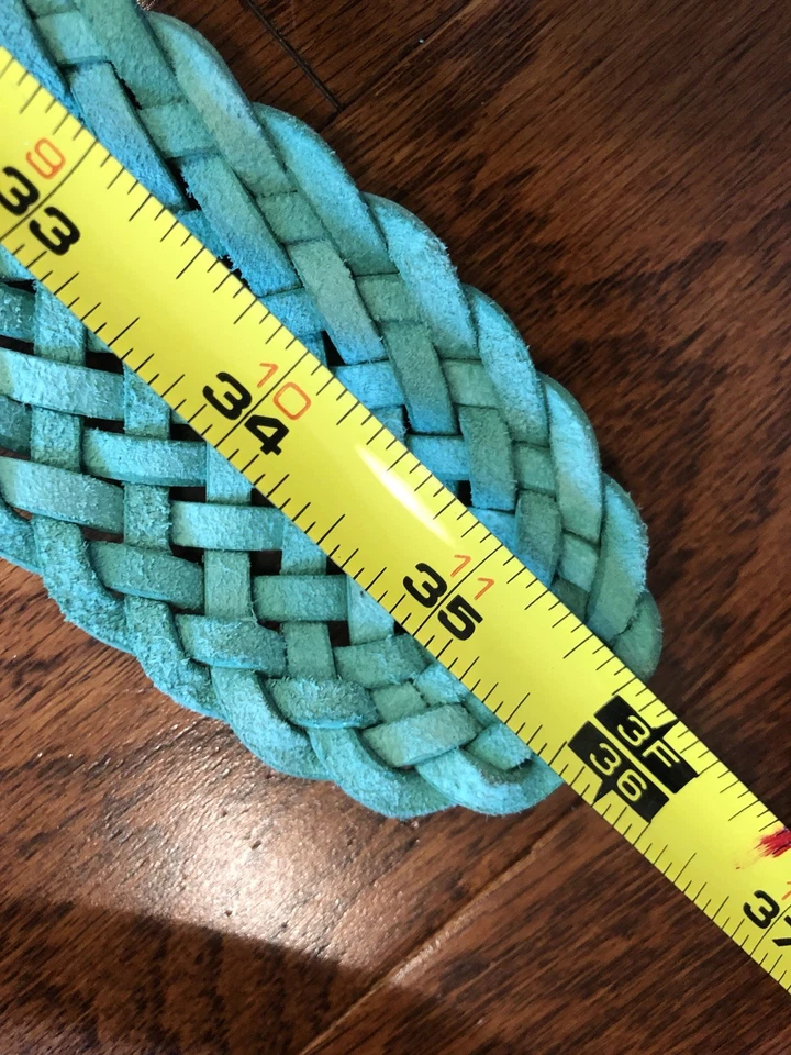 Nuevo Hecho en Inglaterra Ralph Lauren Cinturón de Cuero con Etiqueta Púrpura para Mujer Talla S Turquesa Foto 4 de 4