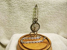 Vintage Solid Nickle Pocket Watch Chain with real 15 Jewel watch movement Fob