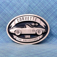 Corvette Car Collectors Belt Buckle LE 1966 427 Engine 4 Speed Vtg 80s .NOX367