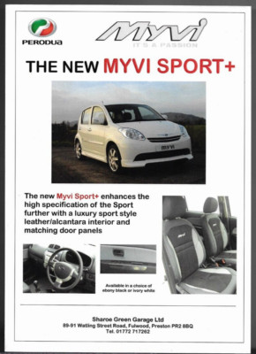 Perodua Myvi 1.3 Sport + c2011-2012 UK Market Single Sheet Sales Brochure