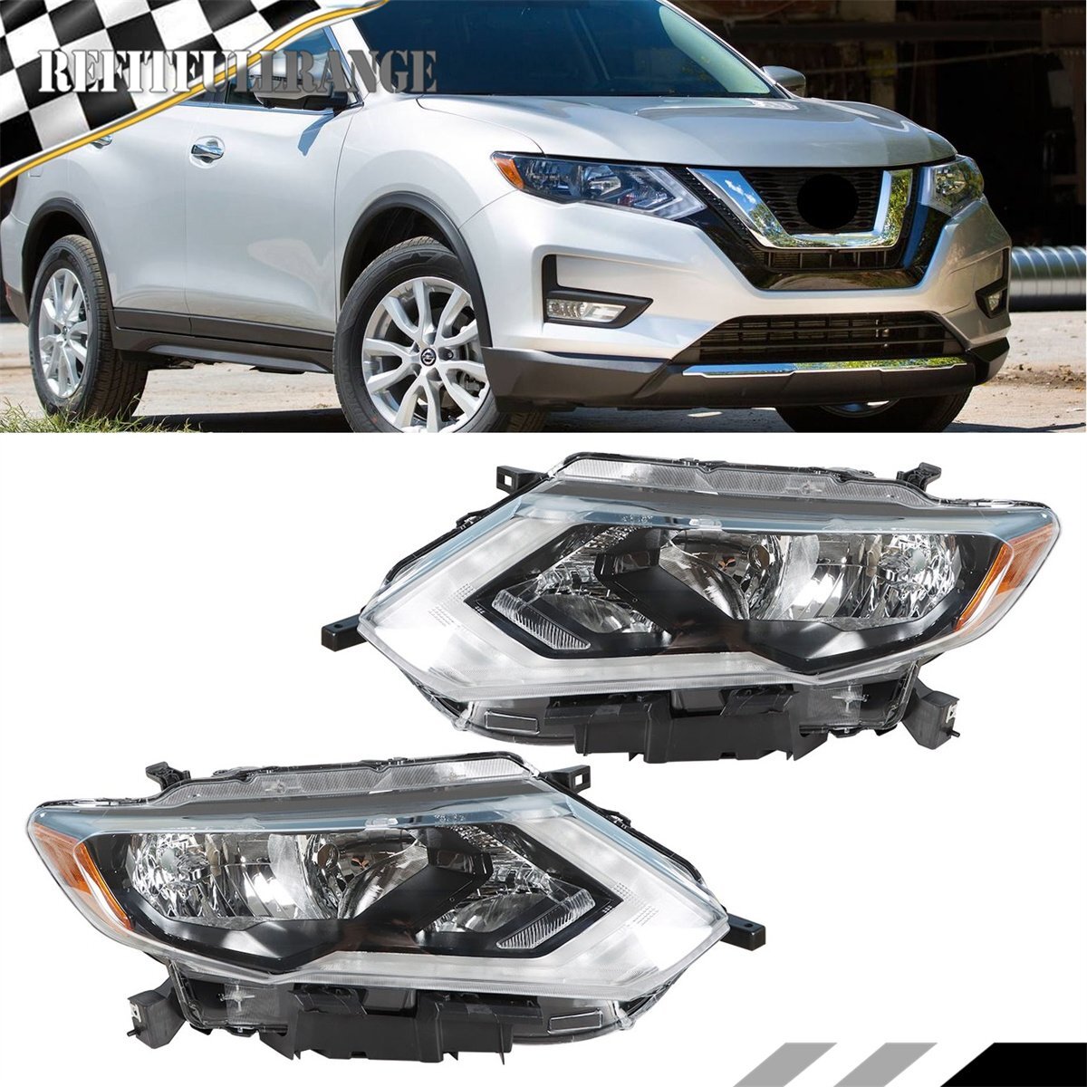 2017-2019 Nissan Rogue Projector Headlight Assembly Pair Left & Right-image