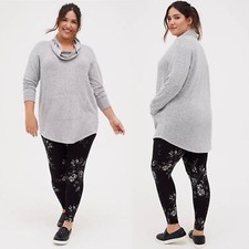 Torrid Womens 2X Super Soft Plush Gray Cowl Neck Tunic Pullover Sweatshirt