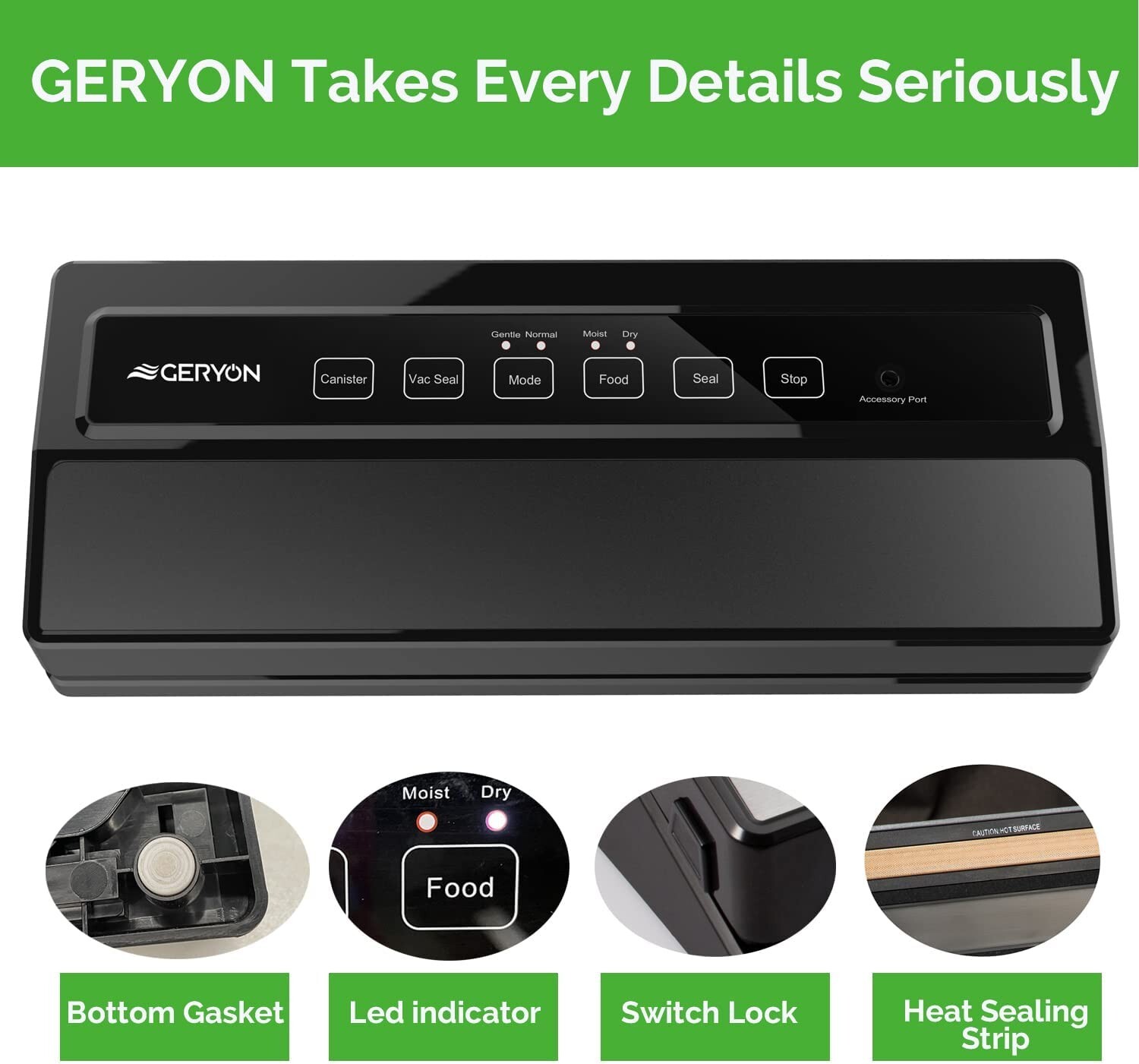 GERYON Vacuum Sealer Machine,E2900MS Food Vacuum Sealer with Powerful