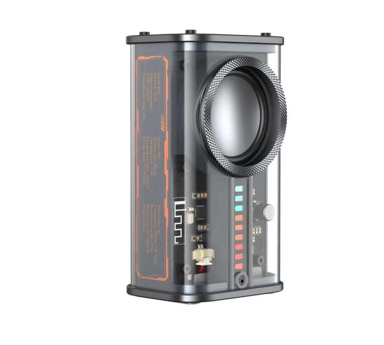 Altavoz portátil creativo transparente mecha Bluetooth flash carga subwoofer Foto 2 de 2