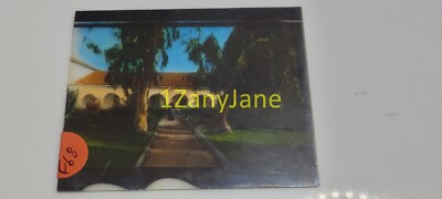 F68 GLASS Slide WOMAN STANDING ON SIDEWALK LEADING TO SPANISH STYLE HOUSE